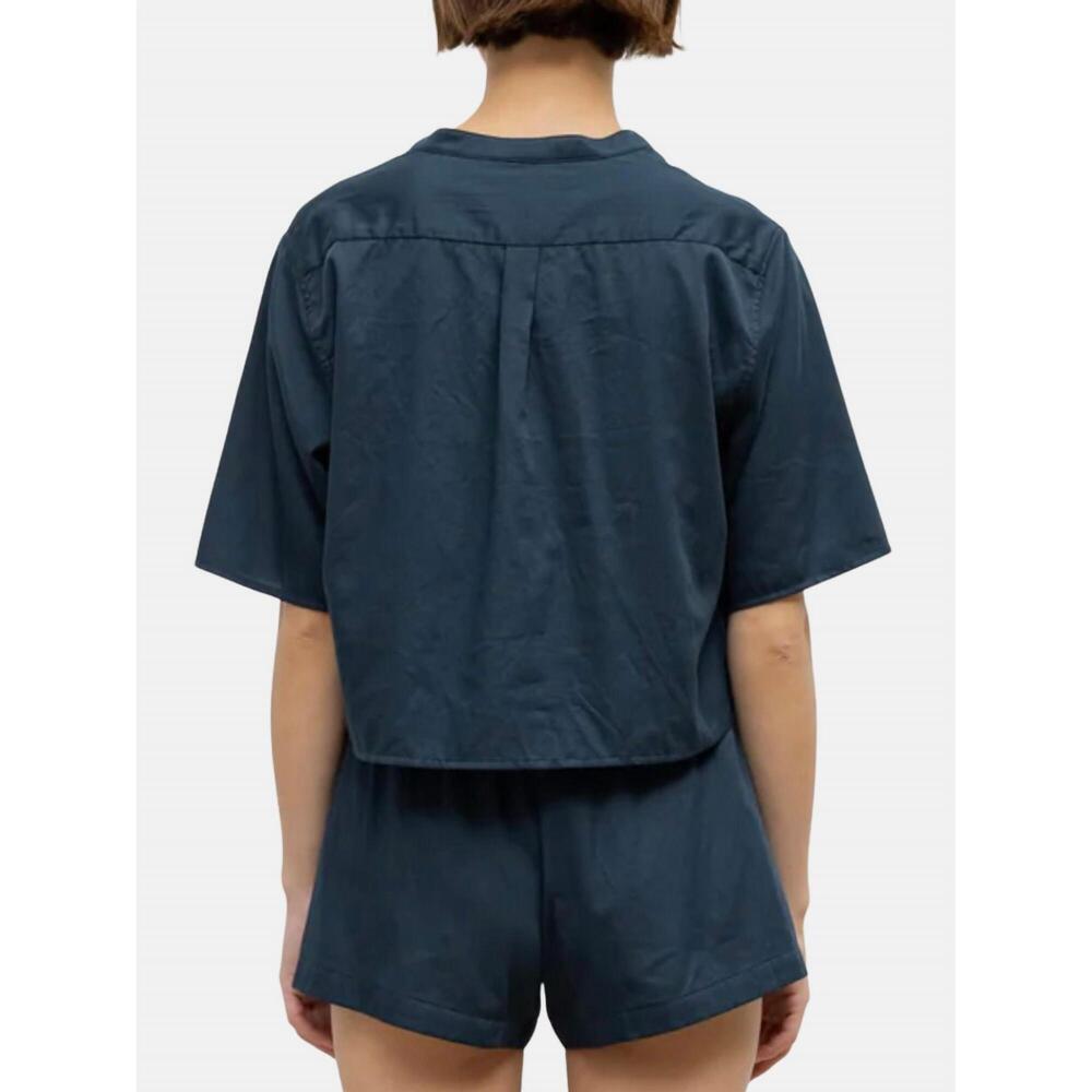 NEW LESET yoko short sleeve henley tee in midnight - Picture 2 of 2